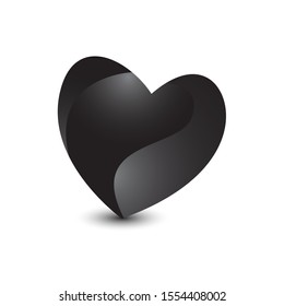 silhouette of black heart vector logo icon isolated on white background