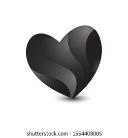 silhouette of black heart vector logo icon isolated on white background