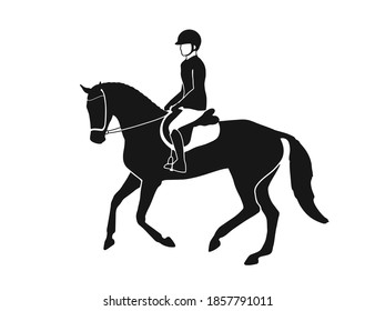 Silhouette of black horse and rider illustration design