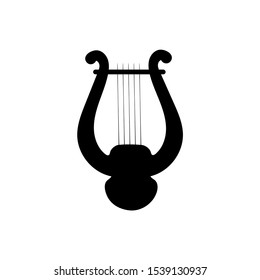 Silhouette black image ancient lyre musical instrument. Vector illustration