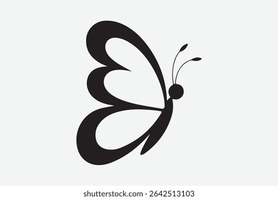 silhouette of black letter "B" butterfly  logo on white background
