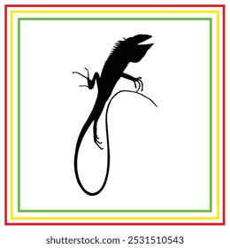 silhouette of a black lizard on a white background
