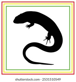 silhouette of a black lizard on a white background