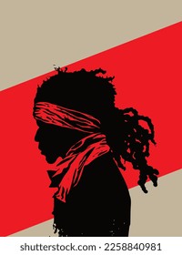 A silhouette of a black man dreadlock hair African-American isolated illustrations