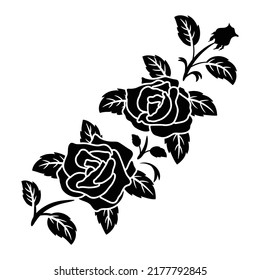 silhouette black motif rose flower decoration vector illustration background