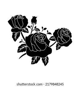 silhouette black motif rose flower blooming decoration background vector illustration