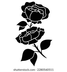 silhouette black motif rose flower blooming decoration background vector illustration for creating romantic wedding invitations, greeting cards, logos, posters, and more
