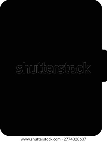 Silhouette black office folder icon with rectangular side tab design vector