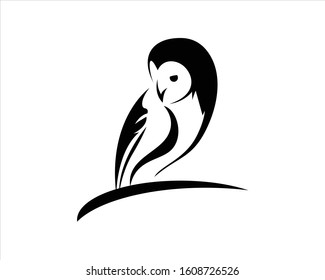 silhouette of the black owl logo vector