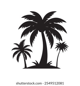 Silhouette black palm tree vector