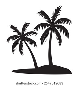 Silhouette black palm tree vector