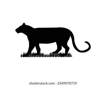 silhouette black panther wild animal vector illustration