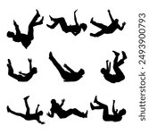 silhouette black people falling down from sky vector illustration collection