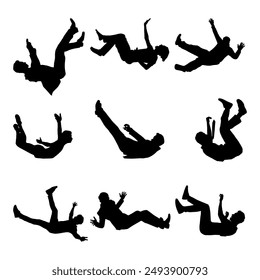 silhouette black people falling down from sky vector illustration collection