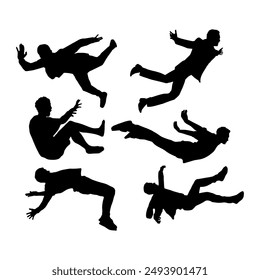 silhouette black people falling down from sky vector illustration collection