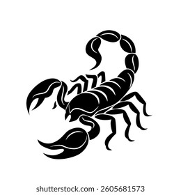 silhouette of black poisonous scorpion. zodiac sign or template for tattoo. vector illustration isolated on white background