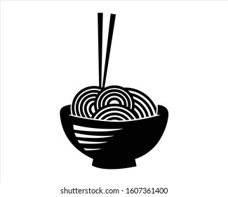 silhouette of black ramen logo vector