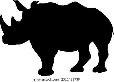 silhouette of a black rhinoceros without background