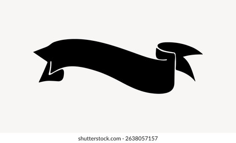 Silhouette of a black ribbon banner. Ribbon banner with a flowing design. Black ribbon banner for decoration. Elegant silhouette. Ribbon banner vector.