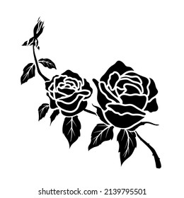 silhouette black rose flower decoration vector illustration background