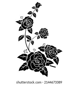 silhouette black rose flower decoration vector illustration background