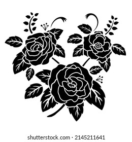 silhouette black rose flower decoration vector illustration background