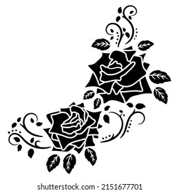 silhouette black rose flower decoration vector illustration background