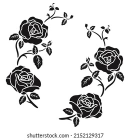 silhouette black rose flower decoration vector illustration background