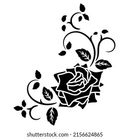 silhouette black rose flower decoration vector illustration background