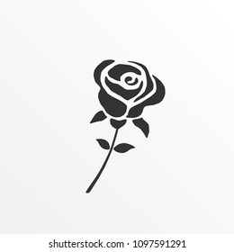 Silhouette black rose icon vector illustration.