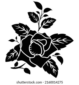 silhouette black rose motif flower decoration vector illustration background