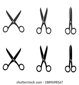 Silhouette Of Black Scissors Isolated On White Background. Barber Scissors Icon. Scissors For Cutting.