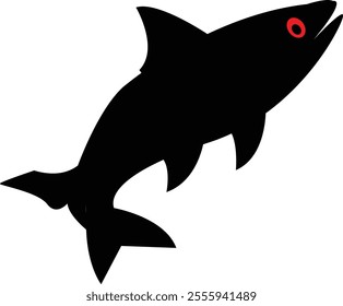 Silhouette of a black shark swimming