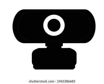 silhouette of a black small webcam isolated on a white background