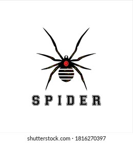 Silhouette Black Spider Insect Arthropod Emblem Vector Logo Design