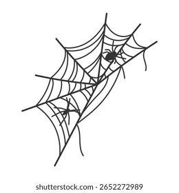 Silhouette of a black spider web with a spider for Halloween. Vector illustration.
