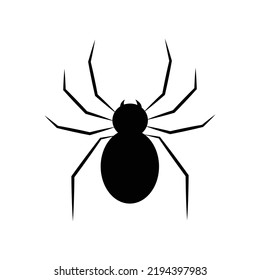 Silhouette of black spider.Large scary spider highlighted on white background.Vector spider icon.