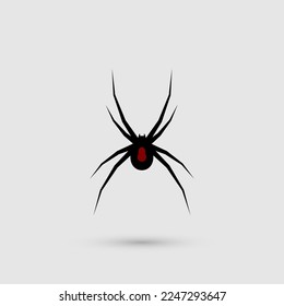 Silhouette of black spider.Spider close-up. Vector spider