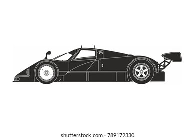 
silhouette of black sportcar on the white background
