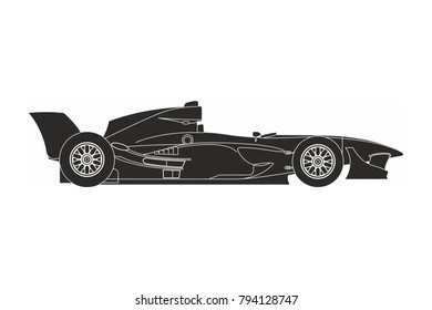 silhouette of black sportcar on the white background