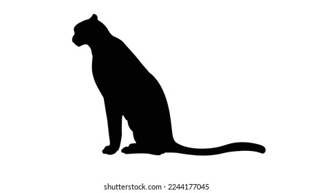 silhouette schwarz gestreiften Geparden. Cheetah große wilde Katze afrikanische Design Charakter Vektorgrafik auf weißem Hintergrund. Vektorgrafik von flach gezogenen Geparden einzeln.