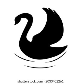 silhouette of a black swan that spread its wings