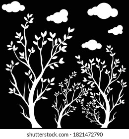 silhouette black tree twig illustration