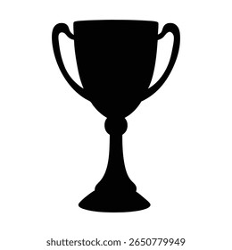 Silhouette of a black trophy cup with two handles on a white background