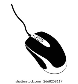 Silhueta vetor preto arte vetorial do mouse do computador isolado no fundo branco