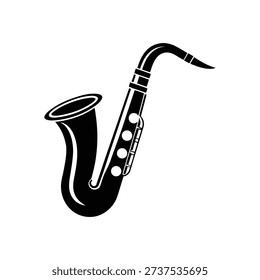 Silhouette Black Vector Sax Instrument Music Icon