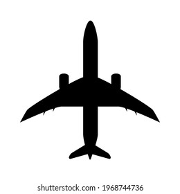 Silhouette of black and white aircraft in the sky, isolated. Vector Illustration. EPS10