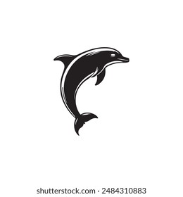 silhouette black and white dolphin vector eps