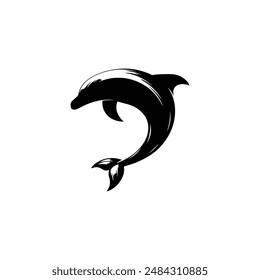silhouette black and white dolphin vector eps