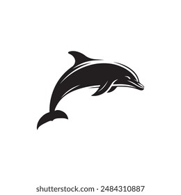 silhouette black and white dolphin vector eps